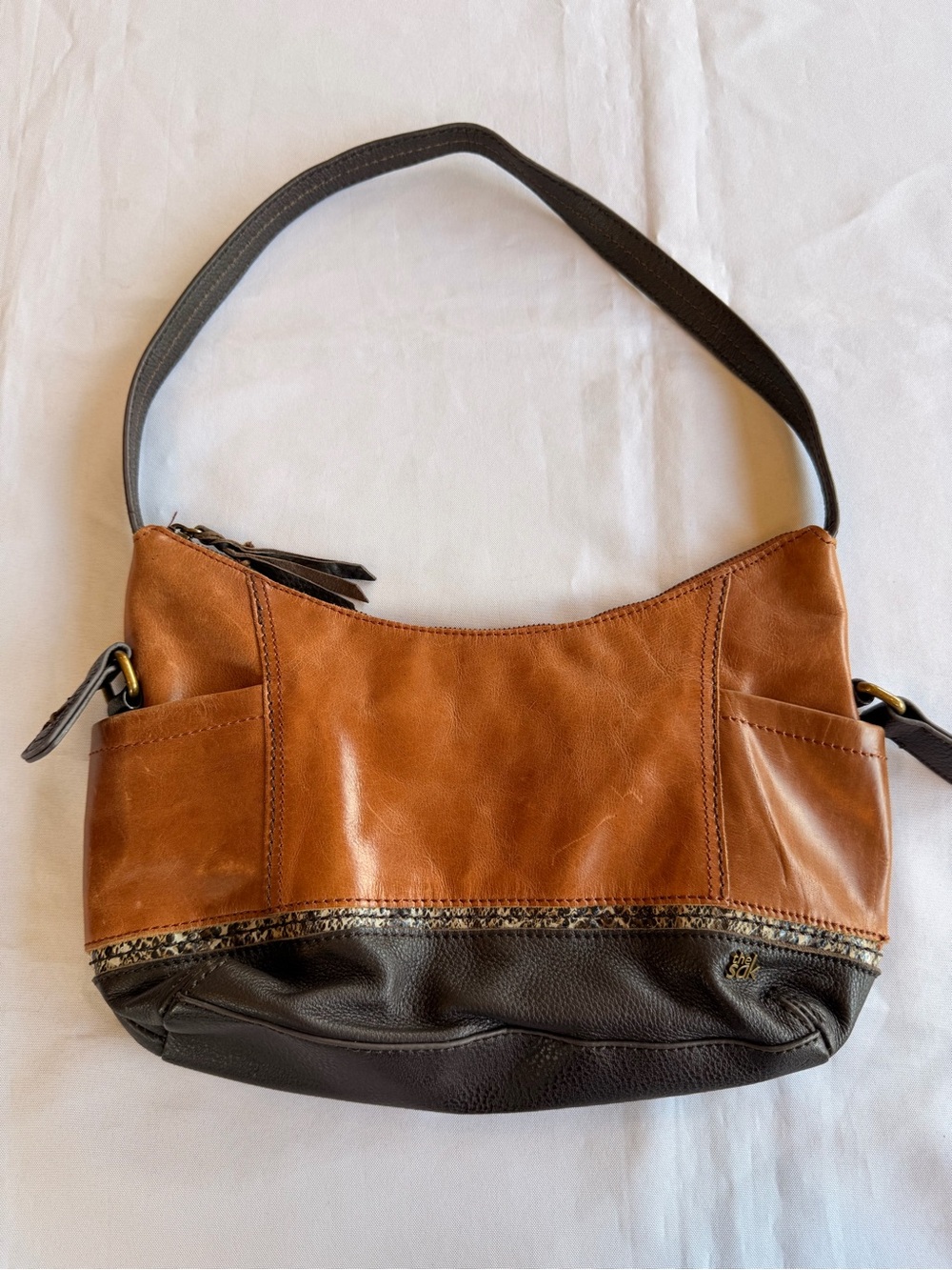 The Sak Kendra Multipocket Hobo Bag with Two-Tone and Snake Accent Detail